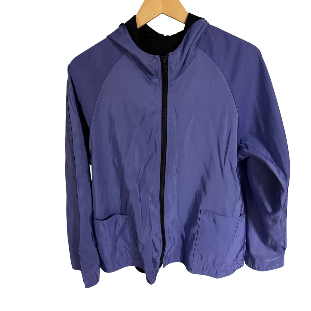 Maralyce Ferree Reversible Hooded Windbreaker Jacket Purple Black Small USA Made
